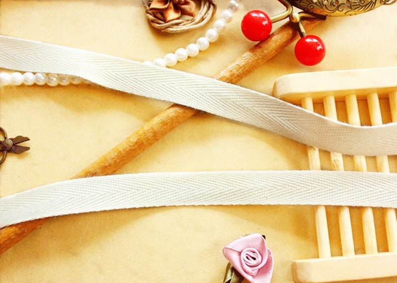 Abbaoww 50 Yards Cotton Twill Tape Ribbon 1 Inch, Soft Natural Webbing Tape Herringbone Tape for Sewing DIY Craft, Beige - Image 5